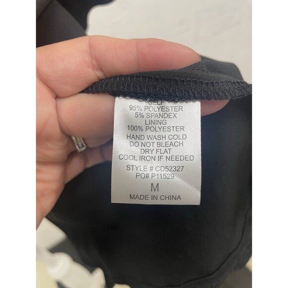 Main Strip One Shoulder ace of spade Black Scalloped‎ Hem Mini Dress NWT- Sz M - Picture 7 of 7